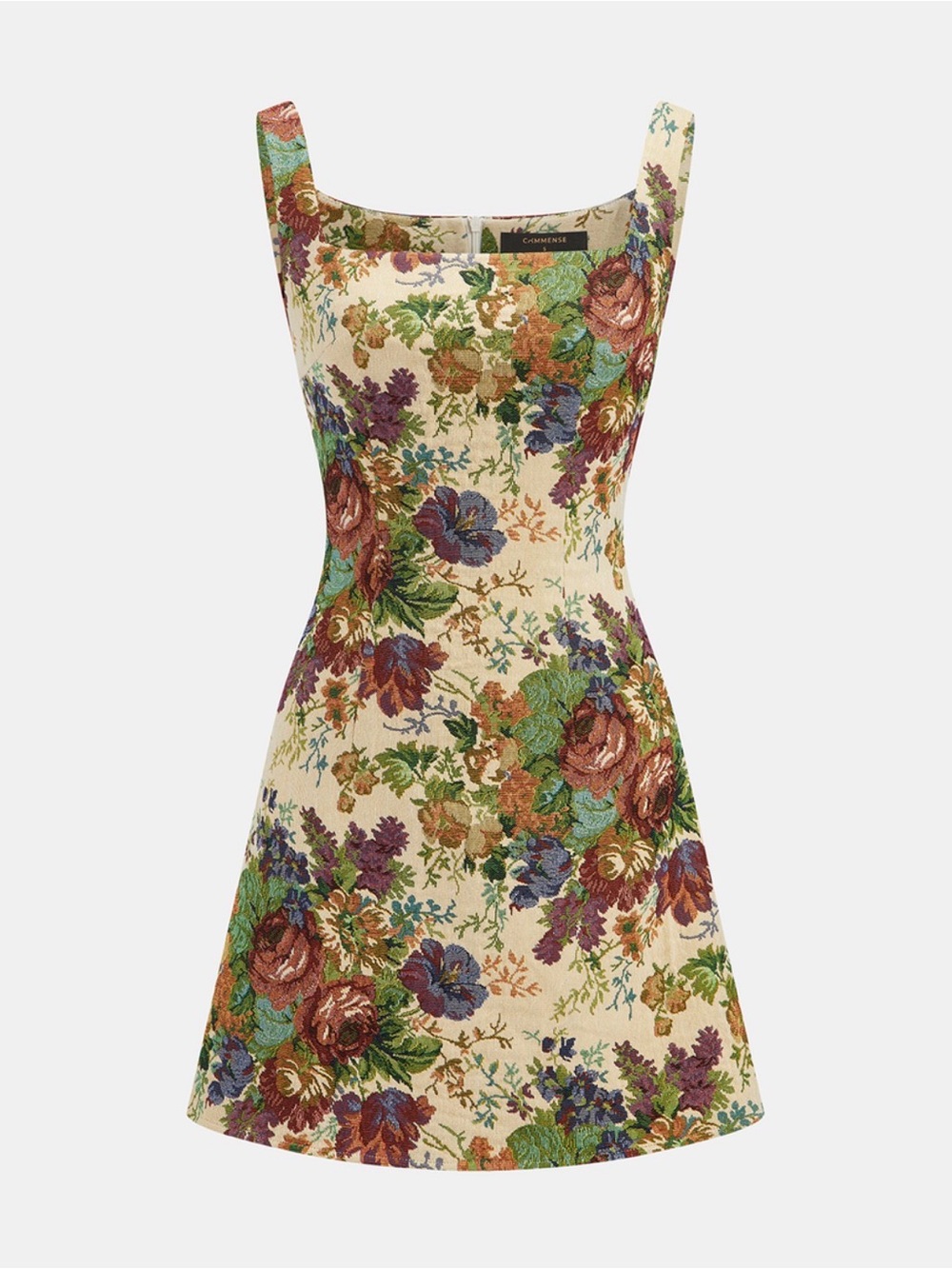 Commense Vintage Floral Tapestry Mini Dress